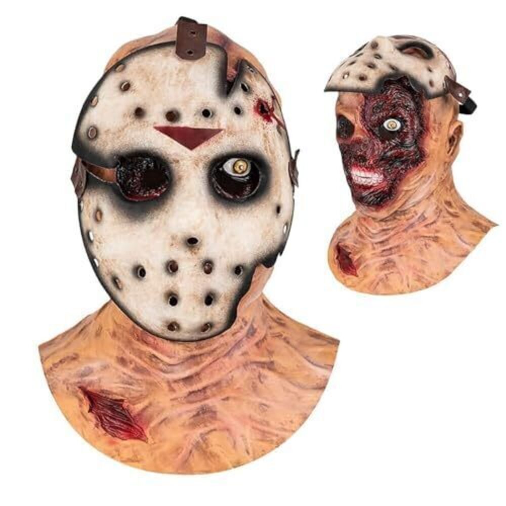 3841 Jason Mask Double Zombie Mask Scary Hockey Masks for Adults Halloween